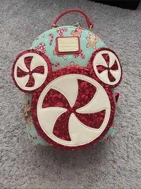 Disney Loungefly Christmas Candy Cane Backpack NWT
